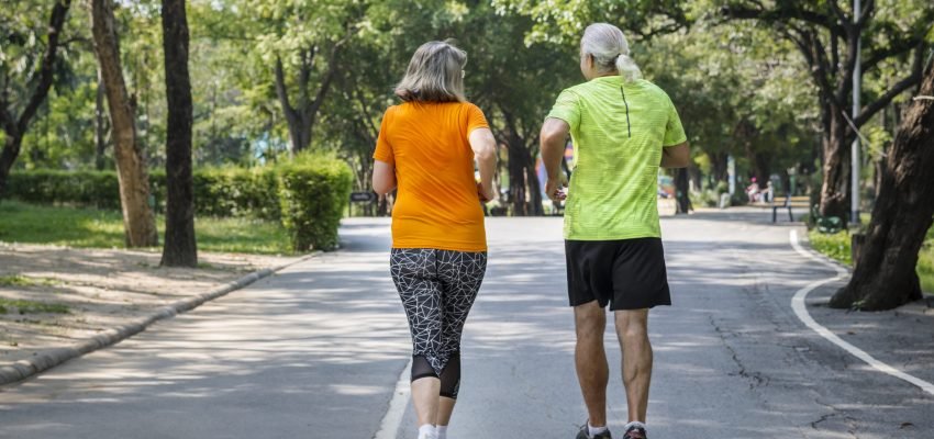 Couple running together in a race