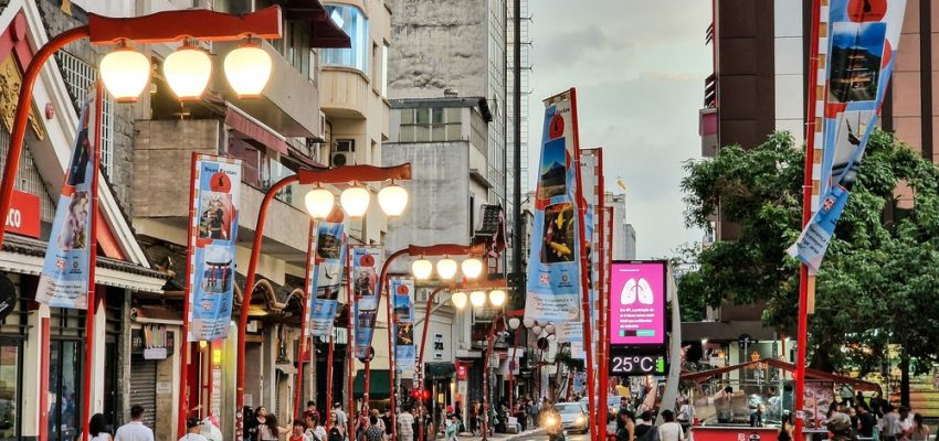 Sao Paulo, Brazil - Jan 19, 2024: Liberdade neighborhood in Sao Paulo, Brazil is the world's largest ethnic Japanese community outside Japan. The Japanese presence in the neighborhood begun in 1912